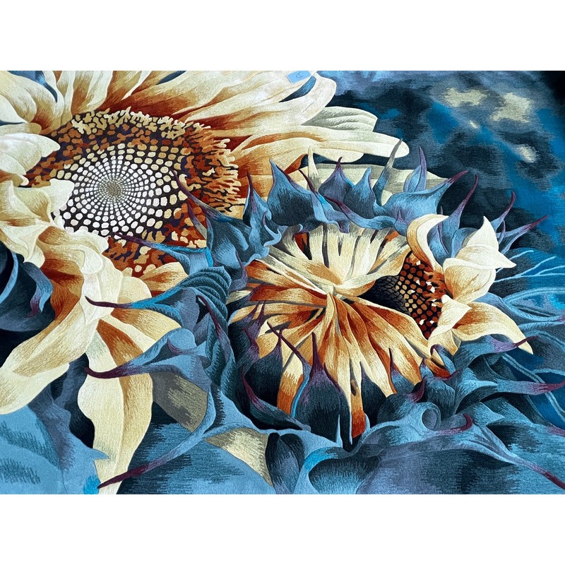 Large Rectangular Sun Flower Motif Graphic Wool Rug Carpet cs7529 gallery