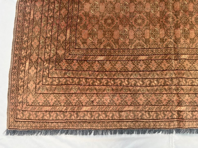 6'7x9'6 Antique Turkmen Bukhara Hand Knotted Tribal Geometric Wool Area Rug Rare gallery