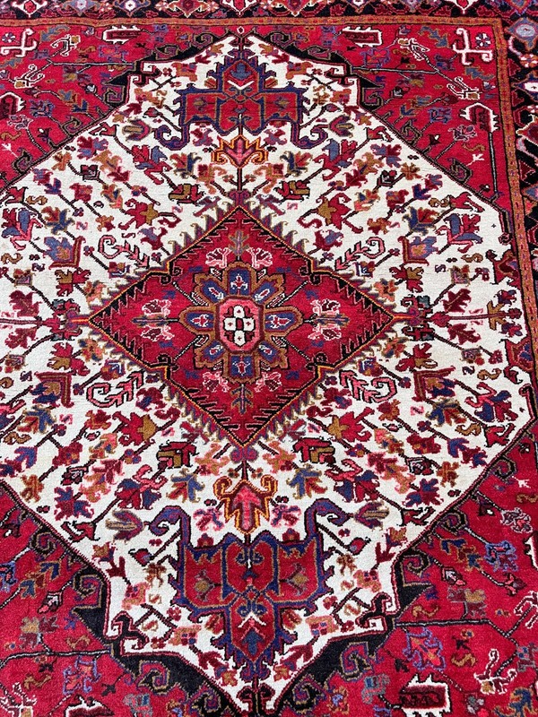 Vintage Heriz Hand-Woven Middle Eastern Gallery Runner Rug 6' 3" x 5' 5" gallery