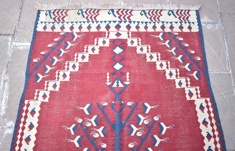 Turkish Rug 41'' x 67'' Vintage Flat Woven Rug Home Decor Rug Organic Wool Rug gallery