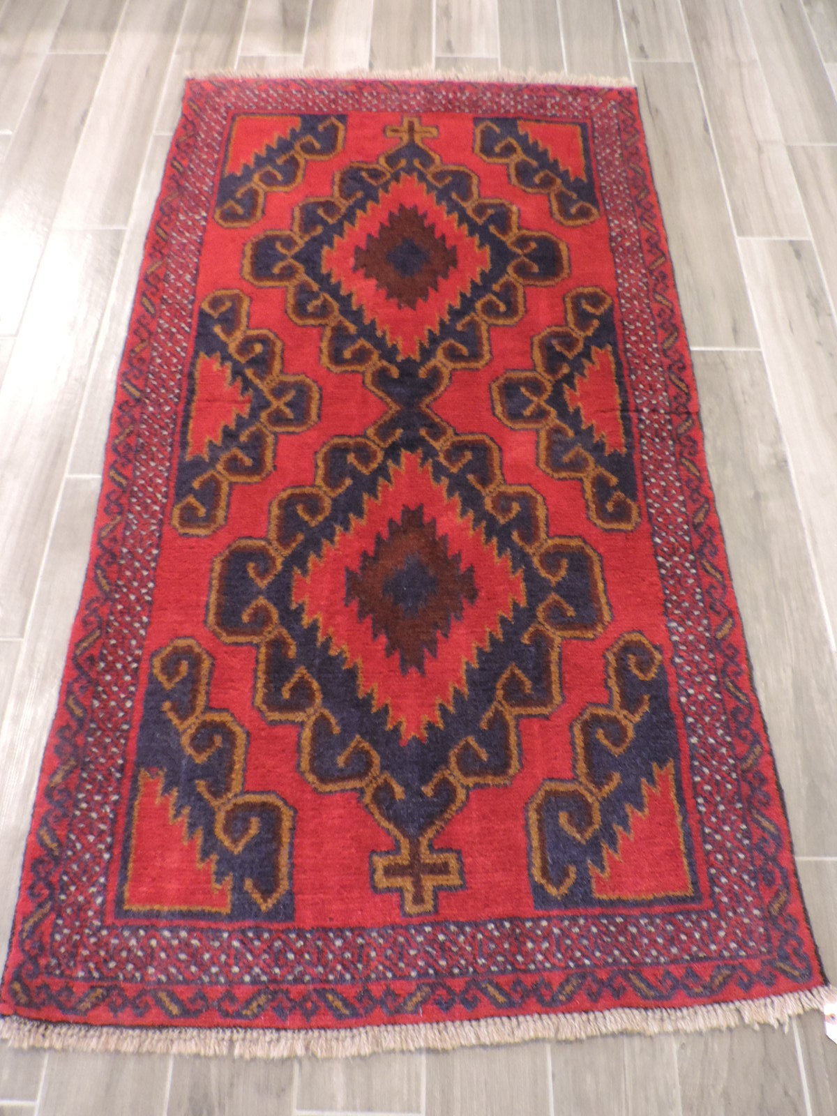 3x6ft. Handmade Afghan Balouch Wool Rug gallery