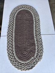 Vintage Braided Rug Oval Green/BrownMulti Color 18”x 38” Farmhouse Country Decor