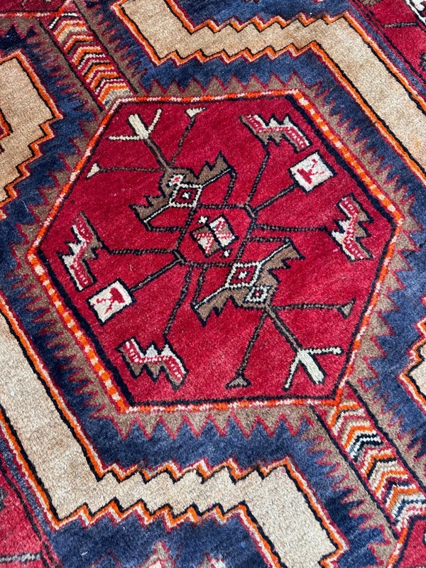 Handmade Vintage Tribal & Geometric Colorful Turkish Runner, Distressed, 4x10 gallery