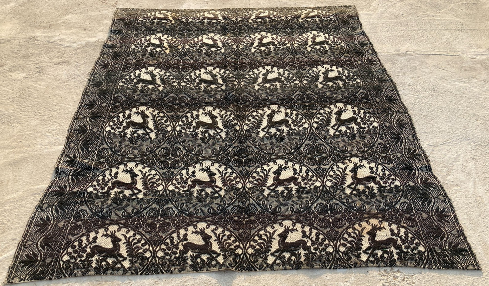 Vintage Handmade Geometric Pictorial Traditional Wool Area Rug 210x172 cm