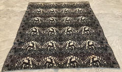 Vintage Handmade Geometric Pictorial Traditional Wool Area Rug 210×172 cm
