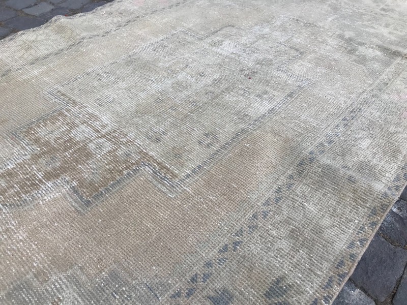Bohemian Area Rug Handmade Wool Rug Turkish Vintage Traditional Rug 4,0 x 7,7 ft gallery