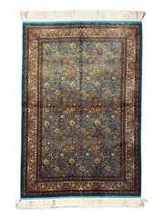 Luxurious Oriental Turquoise Floral Silk Rug With Elegant Boarders 58″x39″