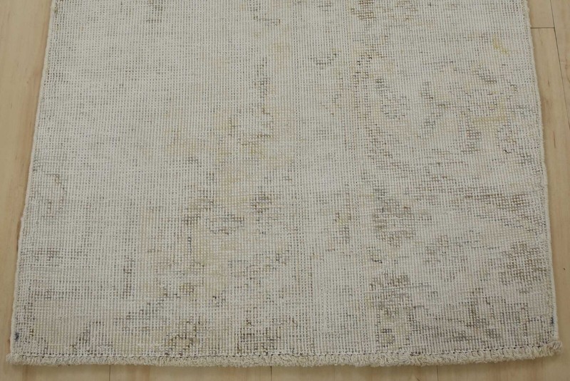 Vintage Oriental Rug 2’1” x 3’5” Ivory Distressed Wool Hand-Knotted Carpet gallery