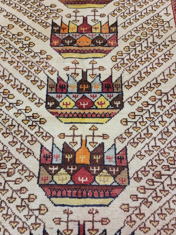 Antique Oriental Hand-Knotted Wool Area Rug Tribal Beige/Blue/Red 4'4" x 6'10" gallery