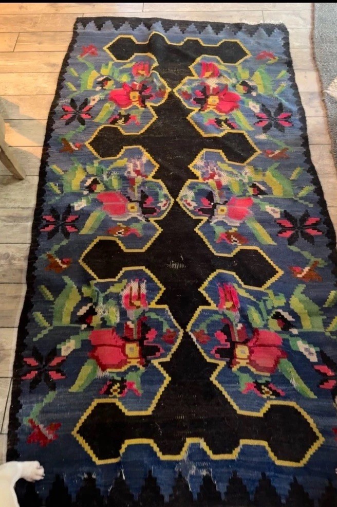 Vintage Romanian Kilim Rug – Handwoven Floral Wool Flatweave, Folk Art Carpet gallery