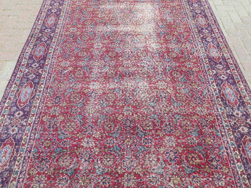 Turkish Rug, Handmade Rug, Vintage Area Rugs, Distressed Wool Carpet 67"x109" gallery