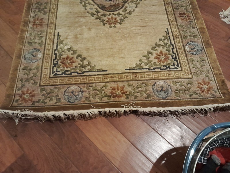 Antique 100% all Natural Silk on Silk pictorial Chinese Oriental rug 4' x 7' gallery