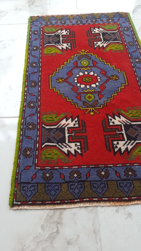Doormat Vintage Rug 2x3 Small Handmade Tiny Rug Minimalist Modern Rug gallery