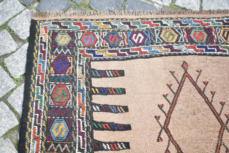 Camel Wool Kilim Rug 3'4'' x 5'9'' ft Caucasian Embroidered Weave Kilim Area Rug gallery
