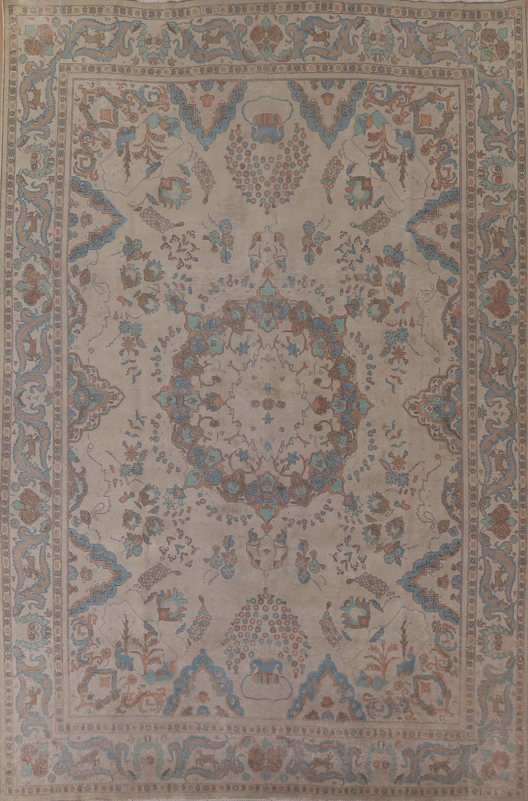 Semi-Antique Floral Tebriz Traditional Handmad Area Rug 10x13 Living Room Carpet gallery