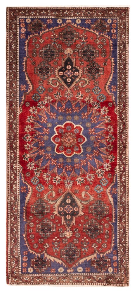 Vintage Hand-knotted Runner Rug 3'7" x 8'2" Traditional Oriental Wool Carpet