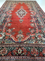 Antique Oriental Hand-Knotted Wool Area Rug Red/Blue/Green/Ivory 10′ x 17’5″