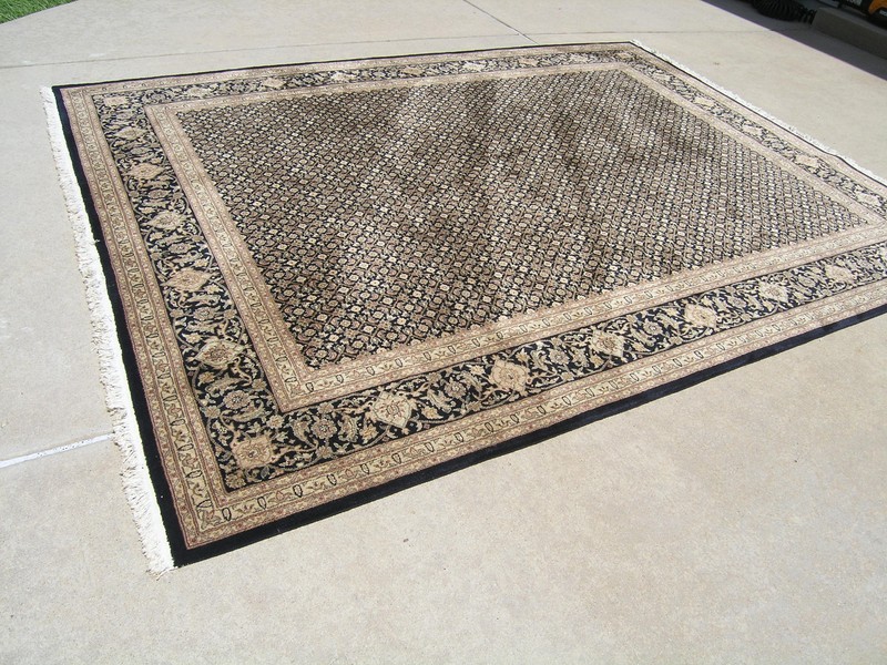 Vintage Hand Knotted Wool Silk Inlay Herati Fish Design Oriental Rug 7"8" x 10' gallery