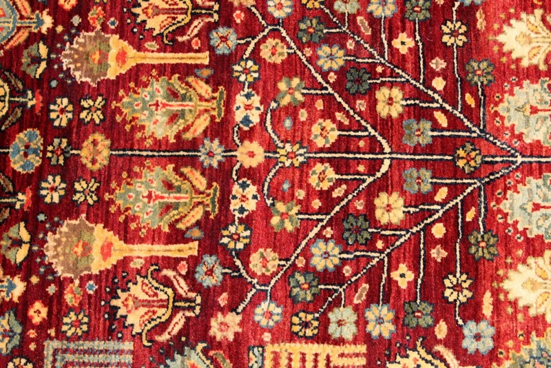 17 Ft. long TOP QUALITY handmade hall runner HIGH KNOTS Red Maroon background gallery