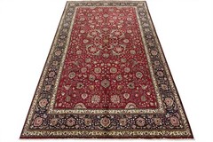 Vintage Tabrizi Rug 10’3” x 15’7” Red Wool Hand-Knotted Oriental Carpet