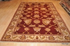 100% Natural Wool Pile 6’x9′ Red Burgundy GOLD handmade vegetable dye rug 5 m.