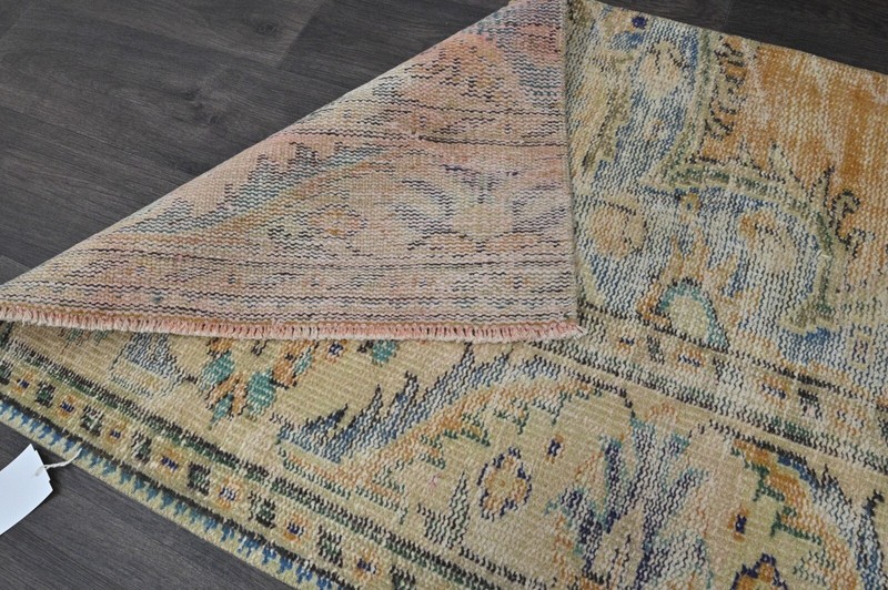 Vintage Turkish Runner Rug 2x7ft Wool Anatolian Handmade Hallway Oushak ORANGE gallery