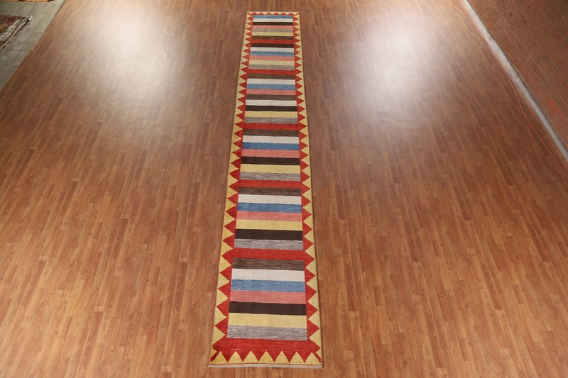 Vegetable Dye Pastel Color Gabbeh Long Runner Rug 3x19 Hand-knotted Wool Carpet gallery