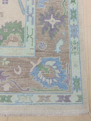 Beige hand knotted rug oushak design for living Room Handmade 5×8 Carpet
