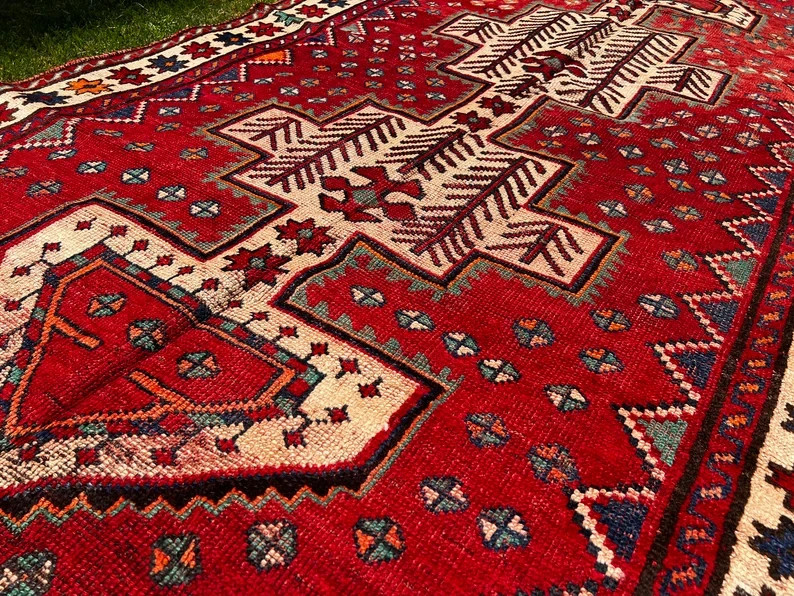 140 X 260 cm COLLECTORS' ITEM Antique Natural Vegetable Kazak Caucasian Carpet gallery