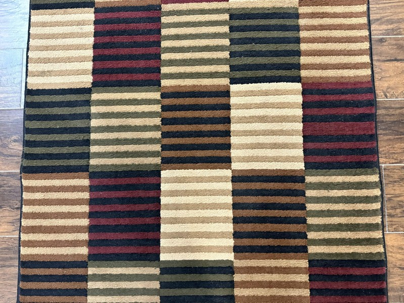 Vintage Power Loomed Rug 3.6 x 5, Brown Beige Black Tan, Box Design gallery