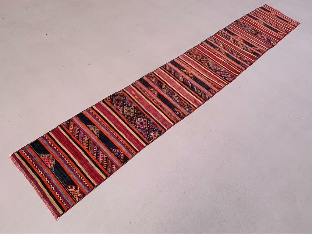 Old Turkish narrow Kilim Runner 318x50 cm shabby chic, vintage kelim gallery