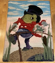 Vintage Very Fine Hand-Hooked Wool Rug “A Frog He Would A-Wooing Go” 28” X 38”