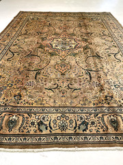 Antique Oriental Hand-Knotted Wool Area Rug Ivory/Beige/Blue 9’10” x 13’2″