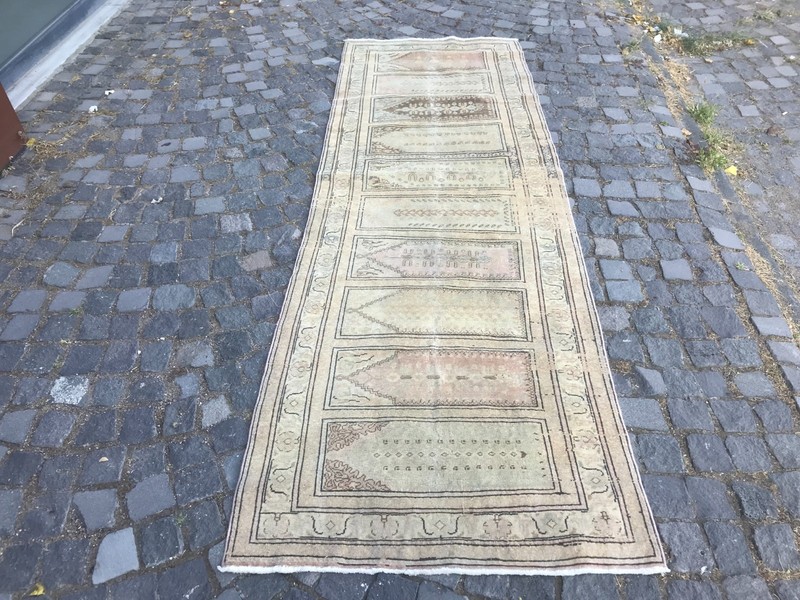 Turkish Vintage Rug Handmade Wool Rug Bohemian Runner Rug Home Rug3,1 x 9,4 ft gallery