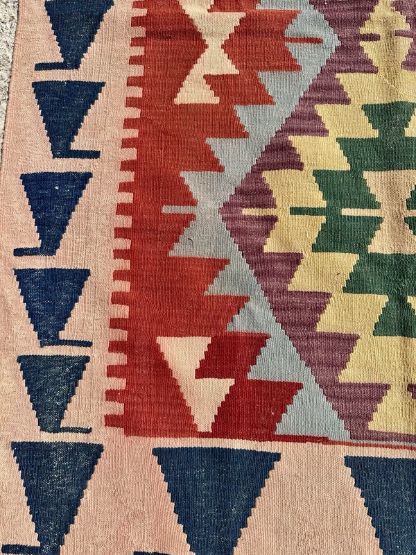 Gorgeous Folk Art Handmade Wool Kayseri Kilim Rug - 112 cm x 157 cm gallery