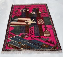 75x59cm Handmade rug 9/11 twin towers War Rug Afghan War Rug Handicrafts #264