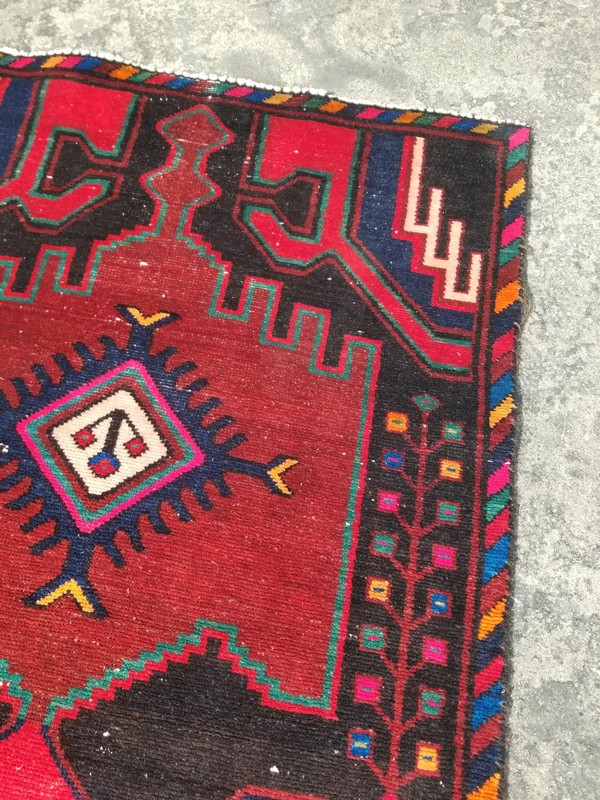 Distressed Vintage Traditional Handmade Afghan Wool Multicolor Rug 306x98cm gallery