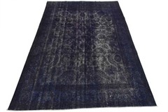 Vintage Overdyed 9’10” x 13′ Blue Distressed Wool Hand-Knotted Oriental Rug