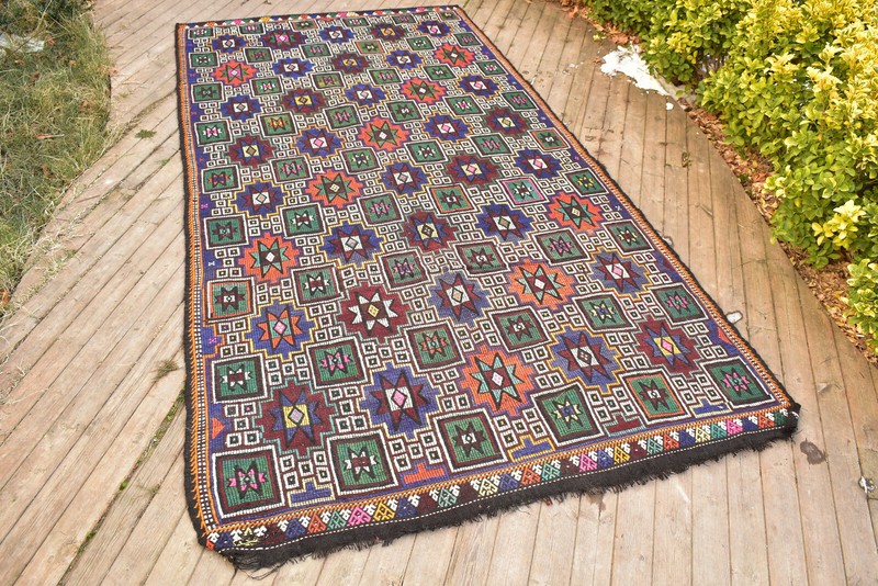 Turkish Kilim 64''x131'' Handwoven 165x335cm Adana Cicim Kilim 5x10 Vintage Rug gallery