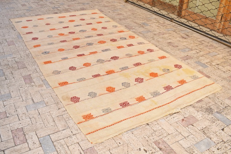 Turkish Kilim Rug 76''x146'' Hand Woven Konya Cicim Kilim 194x373cm Vintage Deco gallery
