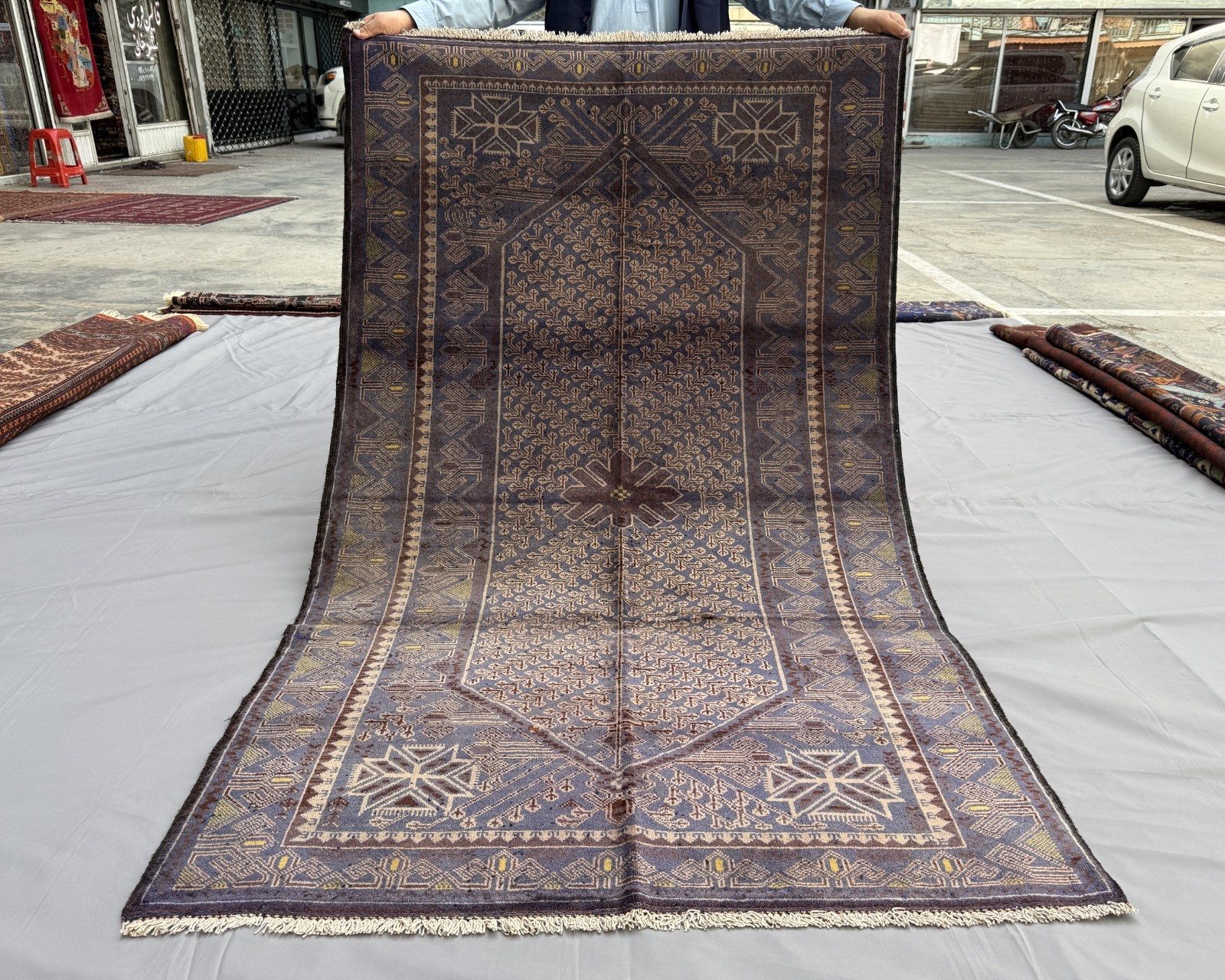 Antique Afghan Baluchi Area Rug 4x7 Blue Handmade Persian Style Oriental Carpet gallery