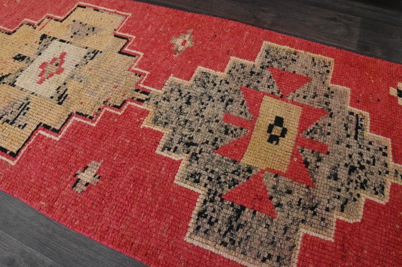 Vintage Turkish Runner Rug 2x10ft PINK Handmade Anatolian Oushak Hallway Wool gallery