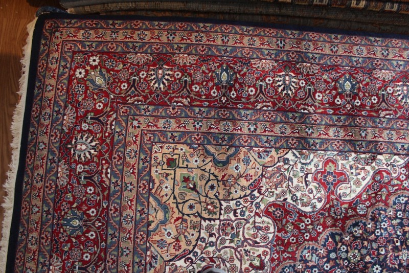 Fine Quality Handmade Tabrz Design Wool Rug dark blue navy medallion design 8x10 gallery