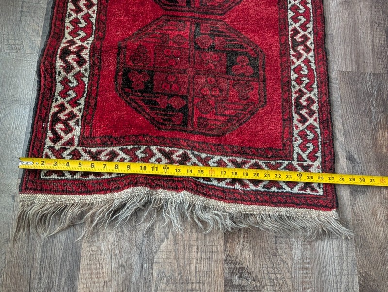 Art Deco Afghan Turkoman Rug Floor Mat Carpet Hand Knotted Tied 38" long 27 wide gallery