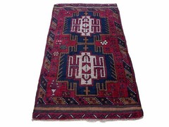 2′ 9″ X 4′ 7″ Vintage Handmade Tribal Wool Rug Balouchi Rug Afghan Rug Red