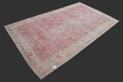 Vintage Turkish Oushak Rug, Red 5×9 ft, Handmade Wool, Bohemian Anatolian