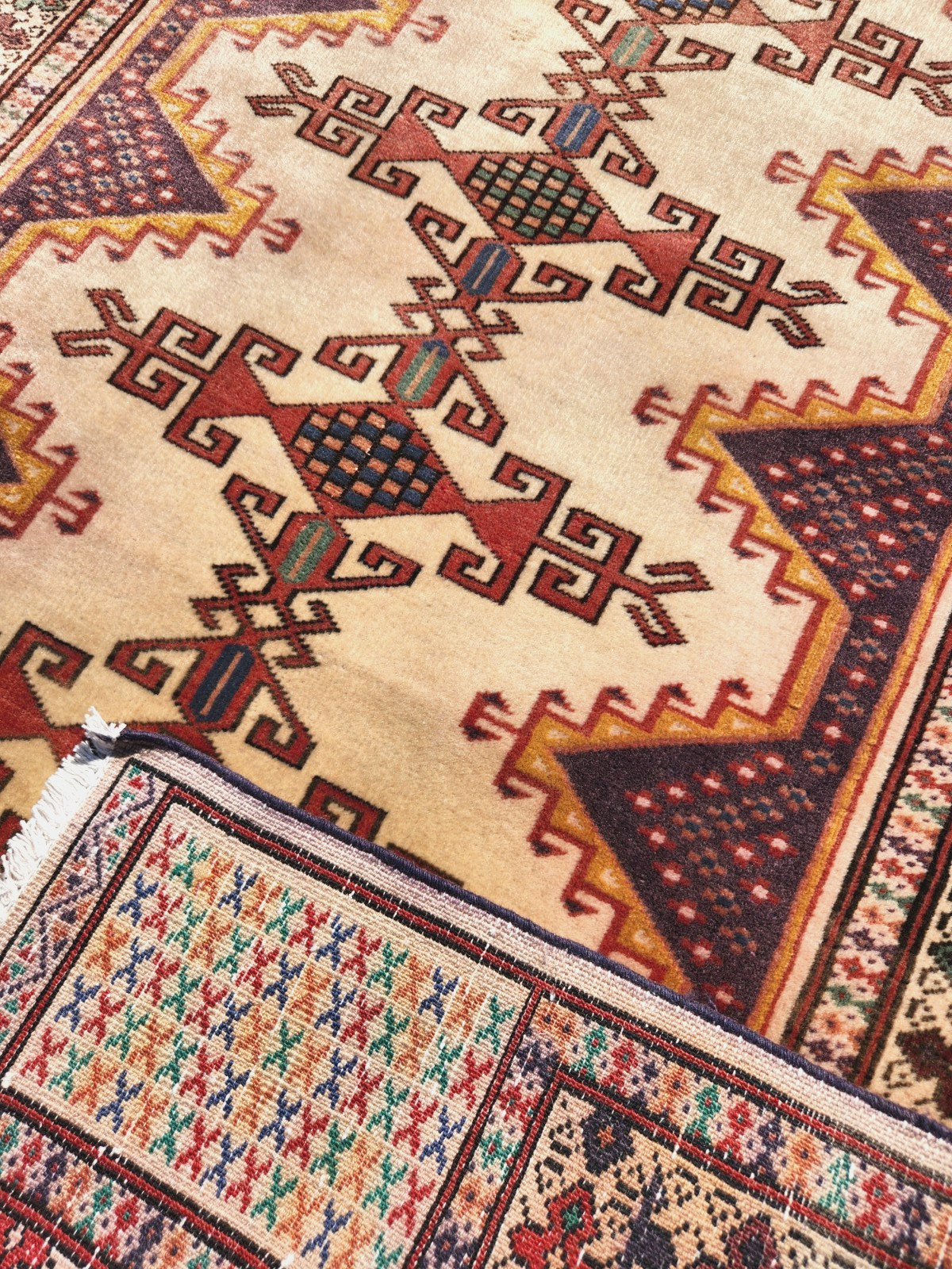4' x 3' ANTIQUE HAND WOVEN CAUCASIAN TURKMEN VINTAGE WOOL MUTED VG DYE gallery