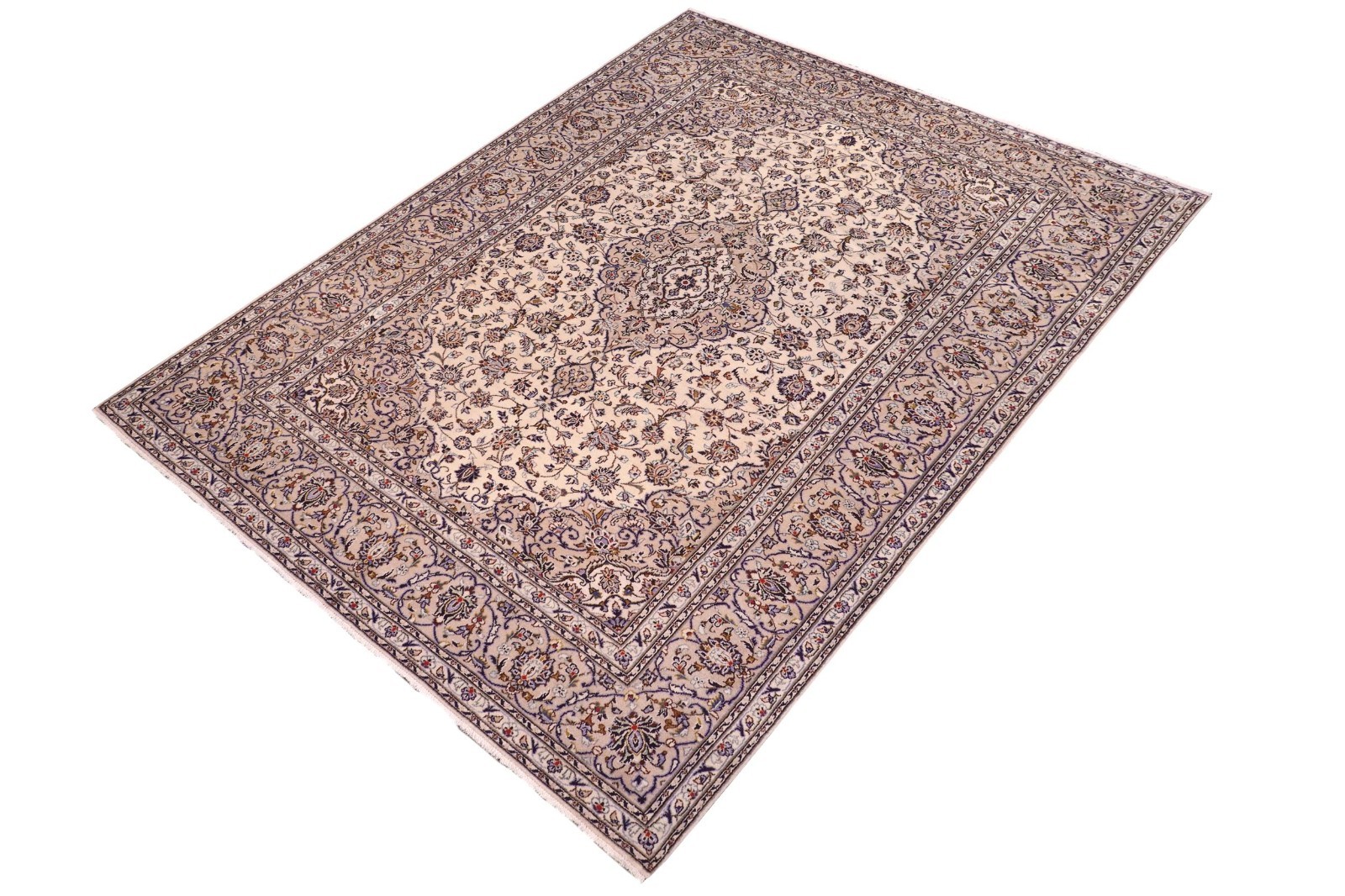 Elegant Hand-Knotted Wool Rug – 8'2" x 11'6" Ivory & Blue With Medallion gallery