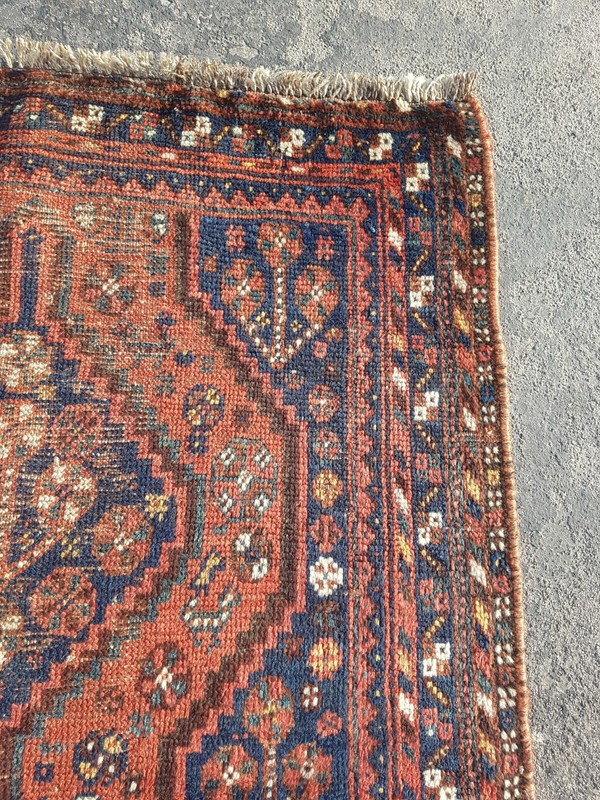 Vintage Hand Made Traditional Rug Oriental Wool Multicolor Carpet 100x92 cm gallery