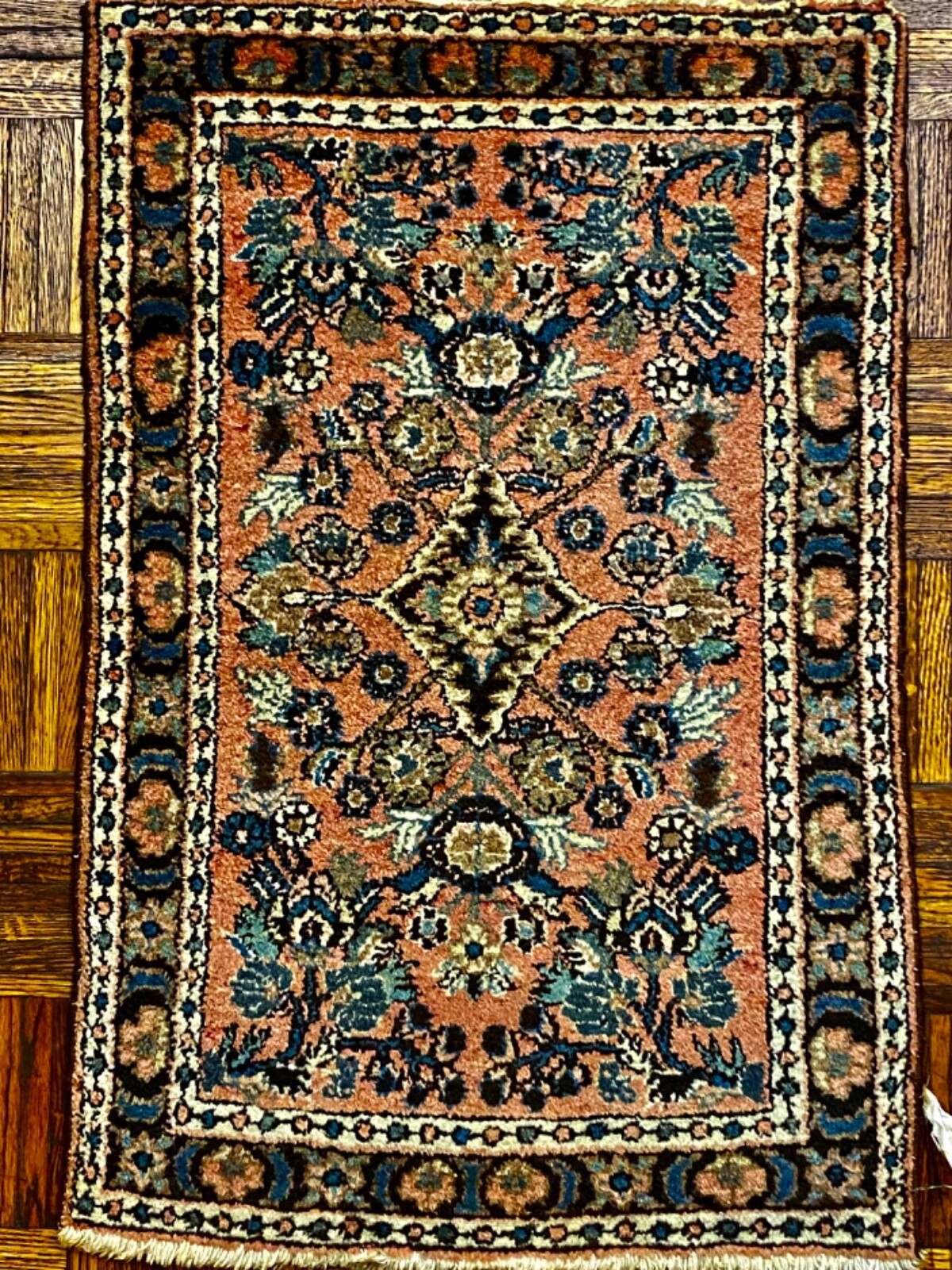 Antique Ham-adan Mat ca. 1890; 3ft x 4ft gallery